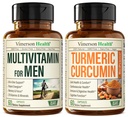 Vimerson Health Multivitamine pour hommes + Curcumine curcumine curcumine avec extrait de poivre noir. Soutien articulaire et immunitaire, soulagement du confort, propriétés antioxydantes pour lui