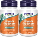 NOW Supplementen, Koper Glycineren met 3mg Albion koper, bevordert structurele gezondheid*, 120 tabletten, licht grijs, Tan (verpakking van 2)
