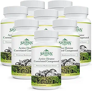 Actieve Hexose Correlated Compound 1500 mg Supplement, Natuurlijke 8 Paddestoel Extract Supplement, Immuunstelsel, Leverfunctie, Natuurlijke Killer en T Cellen Activiteit, 720 Veggie Capsules
