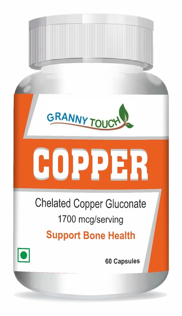 Chelated Copper Gluconate 1700 mcg – Supports Connective Tissue & Joint Health, 60 Capsules | Herbal Mineral Supplement
