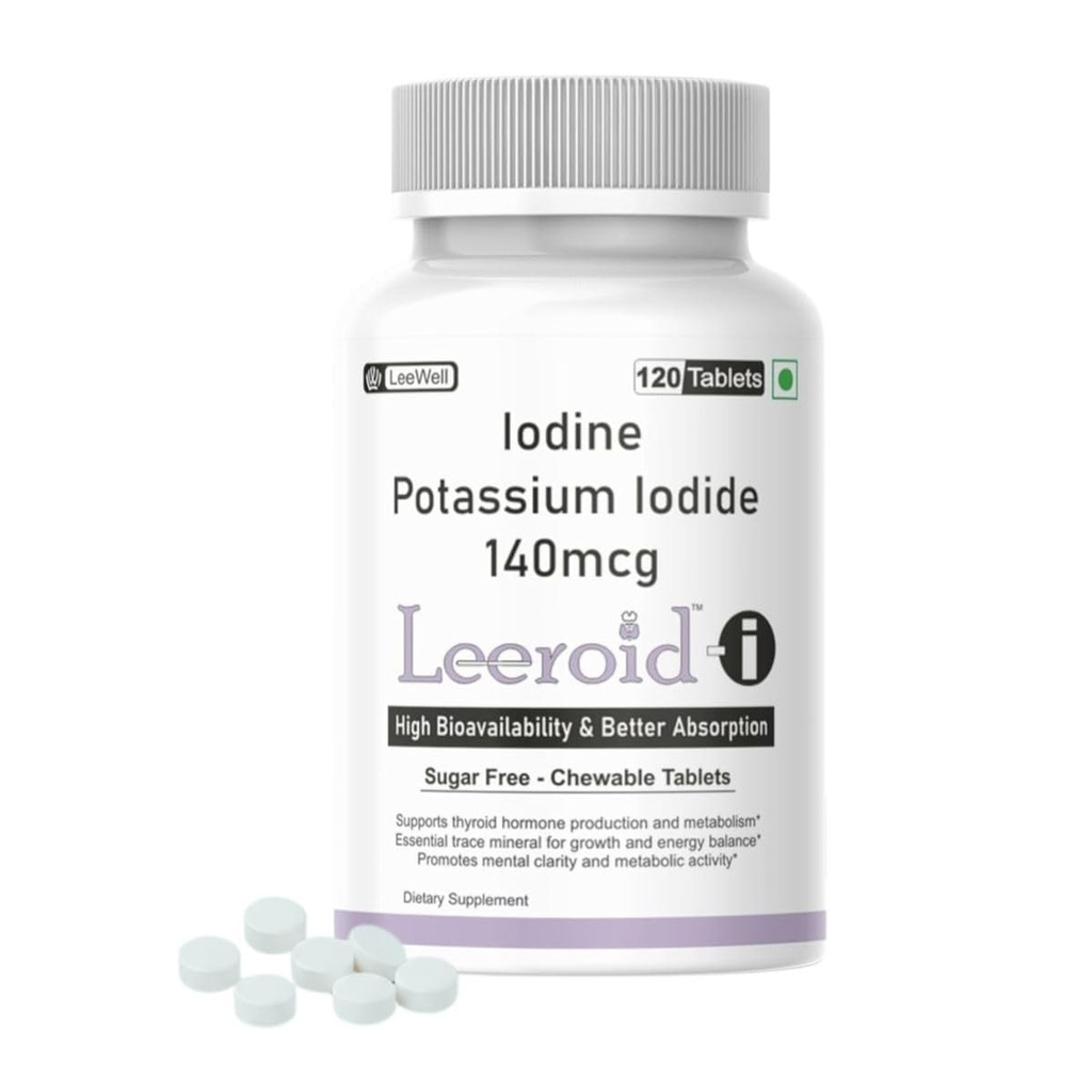 i (LeeWell) Chewable Iodine Supplements | Potassium iodide tablets | Thyroid Support, Boosts Metabolism, Energy, Immunity & Mental Clarity - 120 Tablets sugar-free