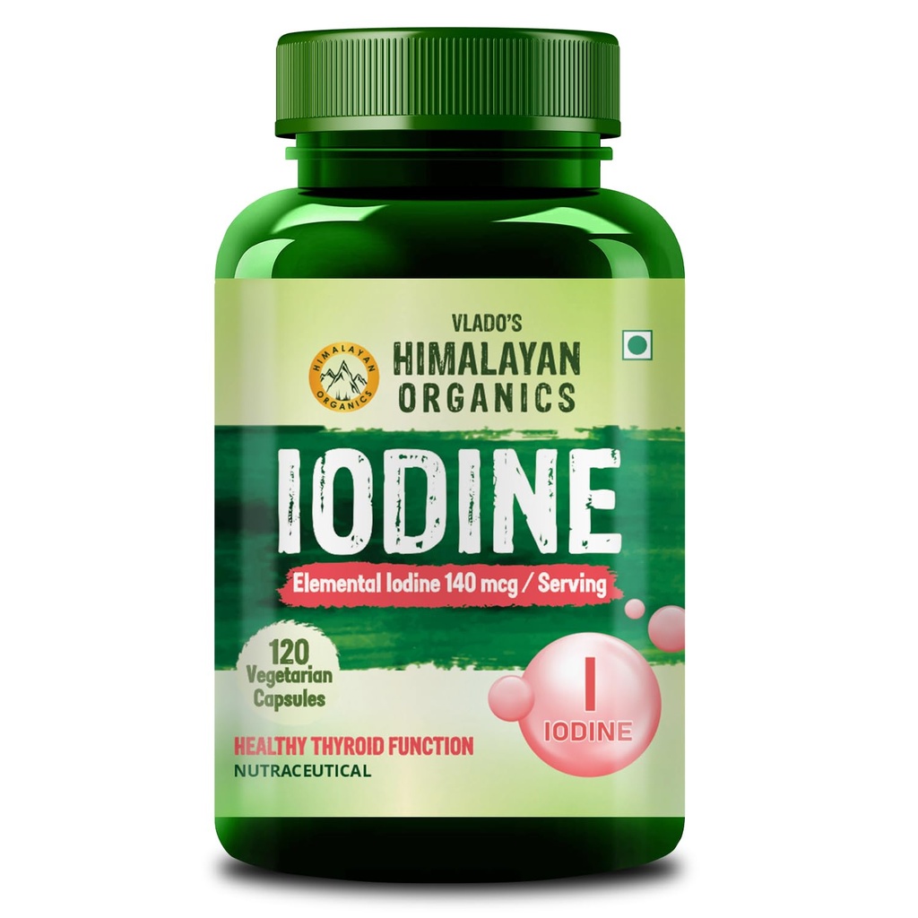 Vlado’s Himalayan Organics Iodine 140 Mcg | Thyroid Support Supplement for Men & Women | Boosts Metabolism, Energy, Immunity | Maintains Healthy Cellular Function - 120 Veg Capsules