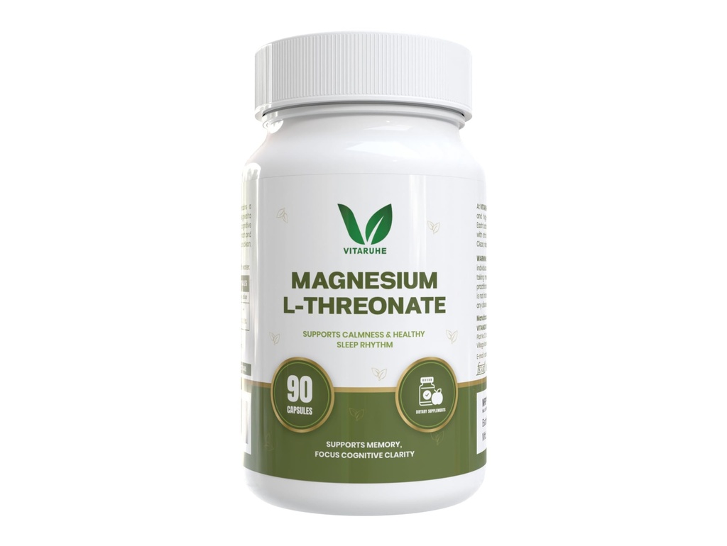 Vitaruhe® Magnesium L-Threonate | Advanced Magnesium for Brain Support, Focus & Memory | High Absorption Formula | 90 Veg Capsules