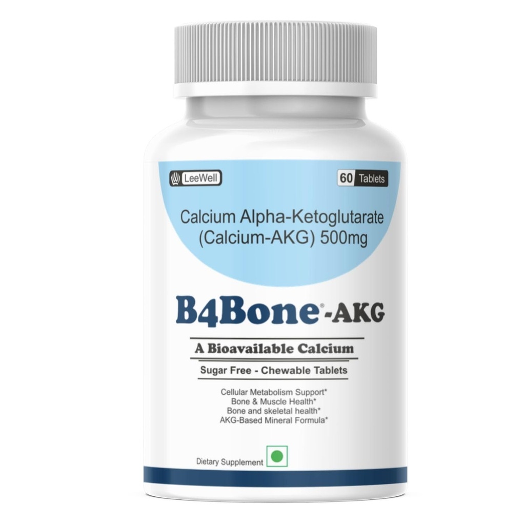 AKG Chewable Calcium AKG Alpha-Ketoglutarate 500mg | Bone Strength, Energy & Muscle Recovery | Highly Bioavailable Calcium AKG supplement - 60 Count sugar free
