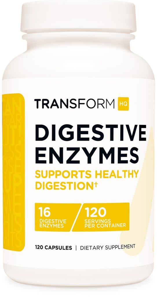 Transformer le supplément aux enzymes digestives de HQ (120 capsules) - 16 enzymes, soutenir la digestion saine