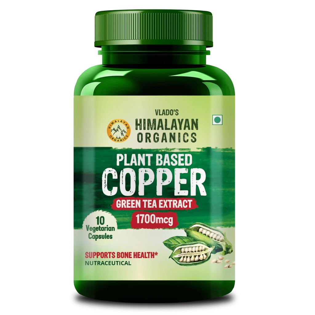 Vlado’s Himalayan Organics Plant Based Copper 1700mcg Supplement - 10 Veg Capsules