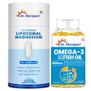 Dr. Morepen Omega-3 Fish Oil 1000mg (60 Softgels) + 3X Complex Liposomal Magnesium 440mg with Vitamin D2, K2-7, B6 & B12 (60 Capsules) | Heart, Joint, Sleep & Muscle Support Bundle