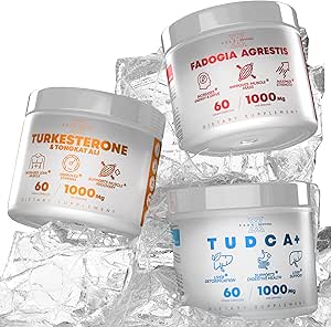 TUDCA+ Fadogia Agrestis+ Turkesterone & Tongkat Ali Fadogia Agrestis Potent extrait pour augmenter l'énergie, la santé digestive, l'inflammation, la croissance musculaire maigre et la récupération (60 capsules)