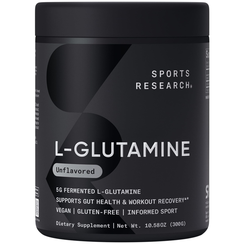 Sport Research® L-Glutamine - Workout Recovery, Immune Health & Gut Health Support - 5 G per portie - 10,58 Oz