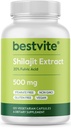 BESTVITE Pure Shilajit Extract 500mg (120 capsules végétariennes) - Pas de stéarates - Vegan - Non OGM - Sans gluten - Standardisé à 20 % d'acide fulvic