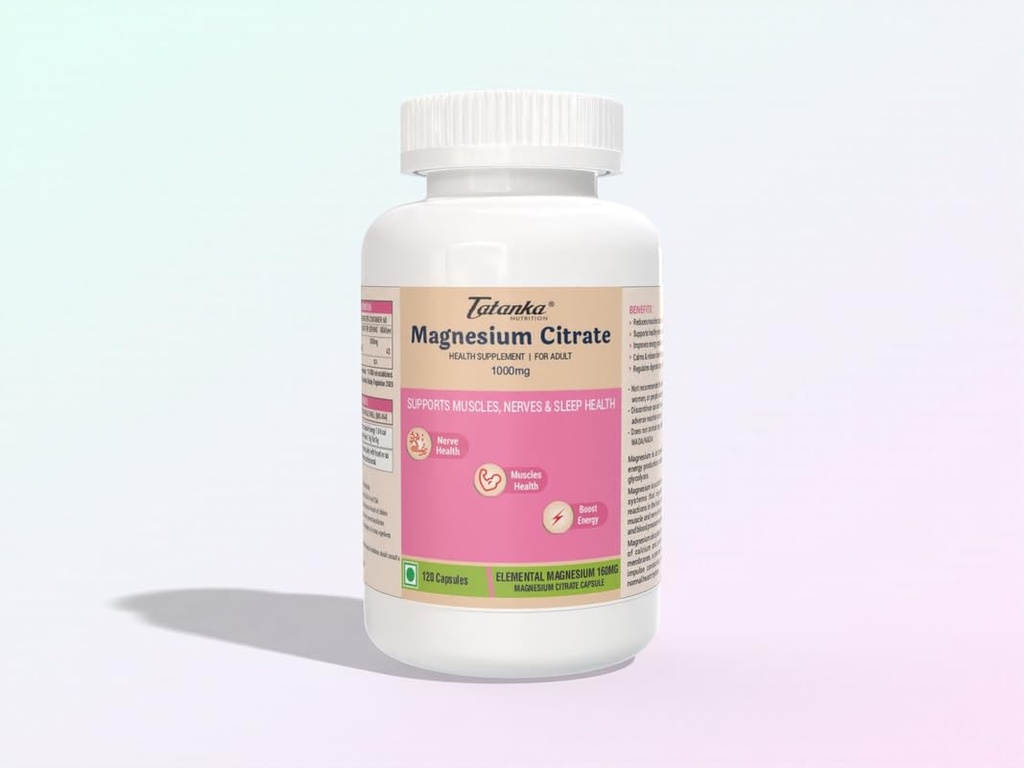 Magnesium Citrate 1000mg Per Serving Supports Muscles and Nerve Health (120 Capsules) Pack of - 2