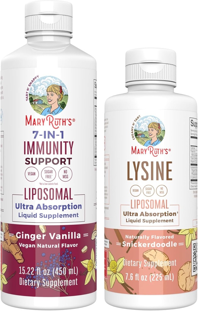 MaryRuth Organics Lysine Liposomal (Snickerdoodle) & Immunity (Ginger Vanilla) 