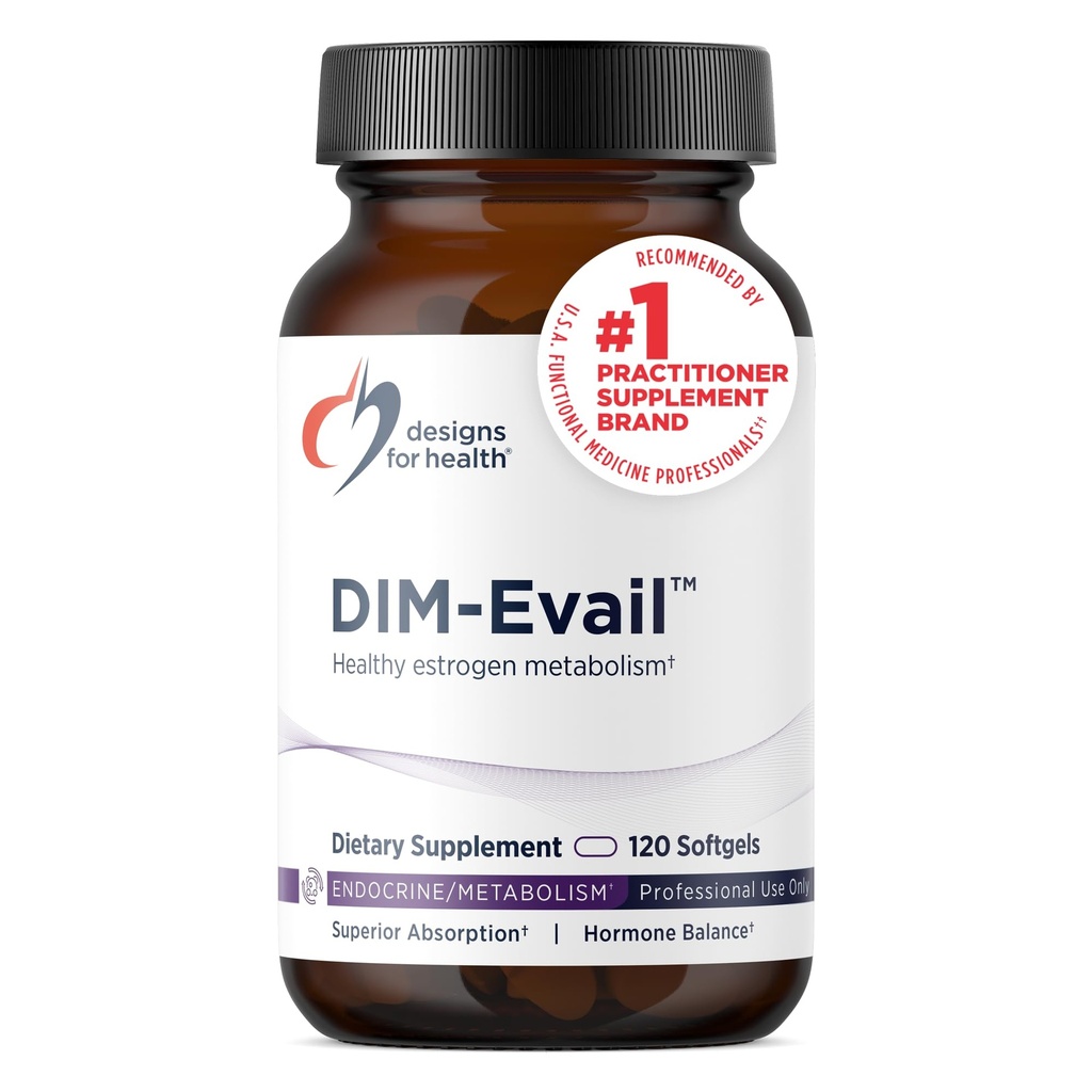 Conceptions pour la santé DIM-Evail - 100mg DIM supplément Absorption accrue Diindolylméthane - soutient le métabolisme et la santé des femmes œstrogènes - sans OGM et sans soja (120 softgels)