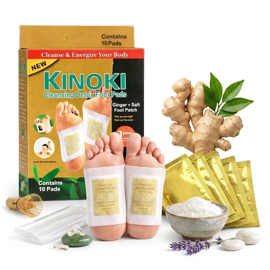 Kinoki Cleansing Detox Foot Pads – Ginger and Salt Infused Foot Patches for Deep Cleansing and Relaxation – 10-Pad Pack (3)