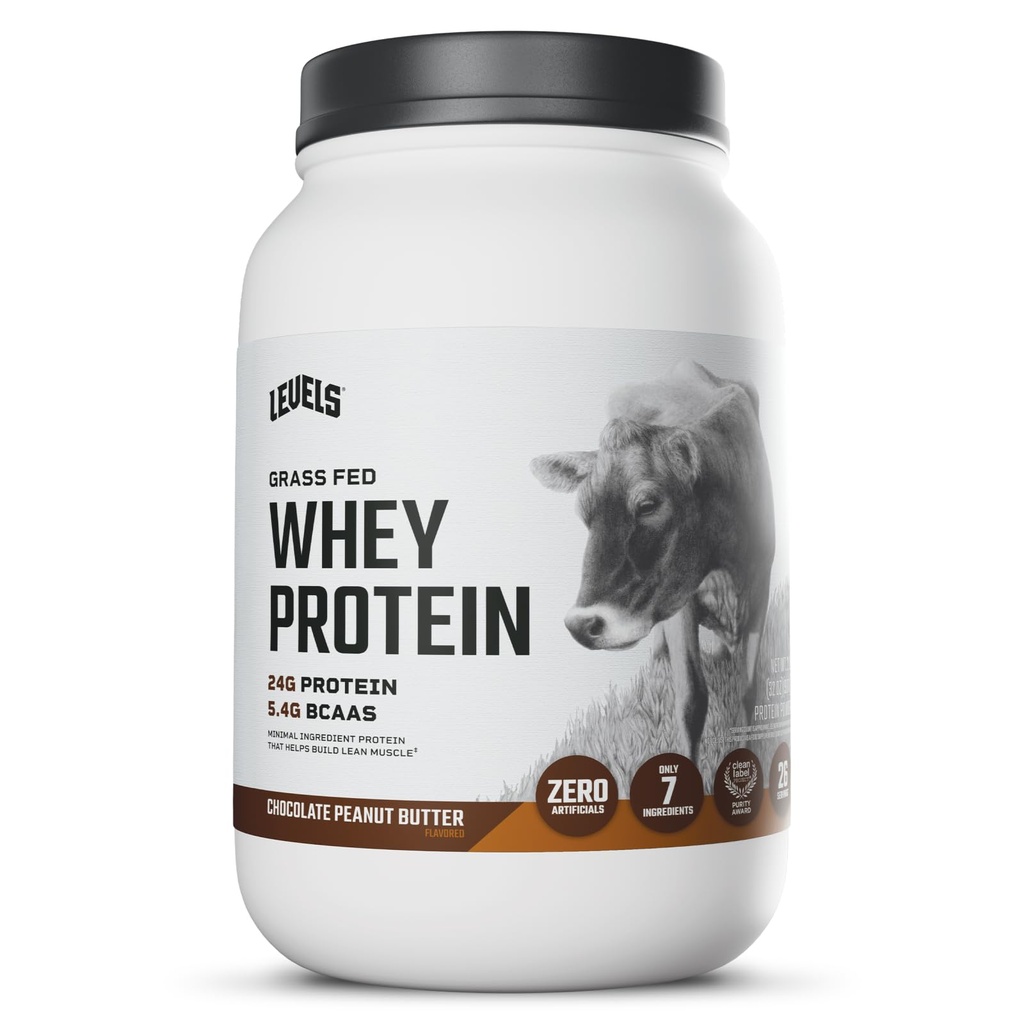 Niveaus Gras Fed Wei Proteïne Poeder, Geen Kunststoffen, 24G eiwit, Chocolade Pindakaas, 2LB