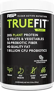 RSP TrueFit Vegan Protein Poeder Maaltijd Vervangingsshake, plantaardige proteïne + biologische groenten, vezels en probiotica, glutenvrij, zuivelvrij