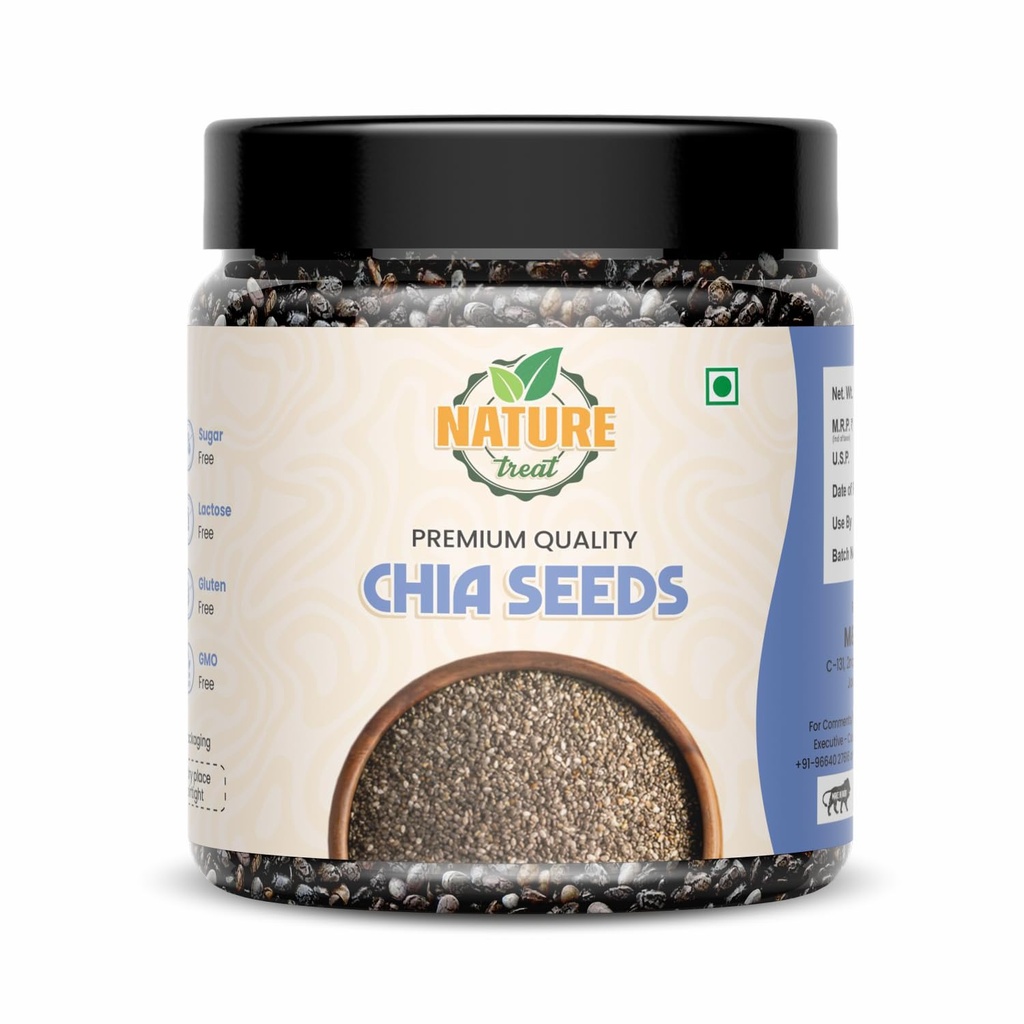 Nature Treat Chia Seeds | Best for Weight Management | Rich in Fibre and Calcuim | Good for Summer Hydration | Super Seeds for Smoothies, Oats & summer Drinks