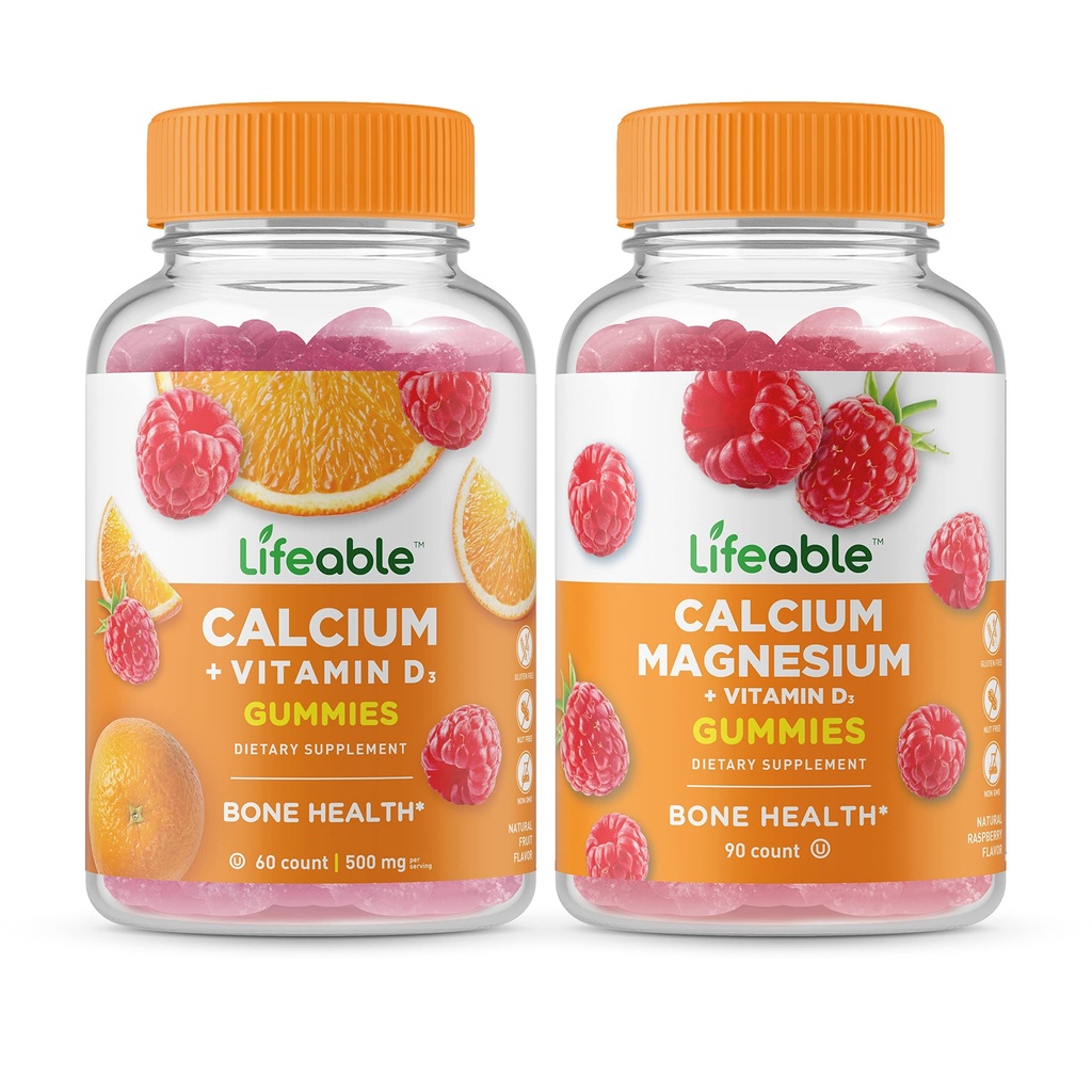 Levensvatbaar Calcium met Vitamine D + Calcium Magnesium, Gummies Bundle - Grote Proeverij, Vitamine Supplement, Glutenvrij, GGO vrij, Kauwbaar