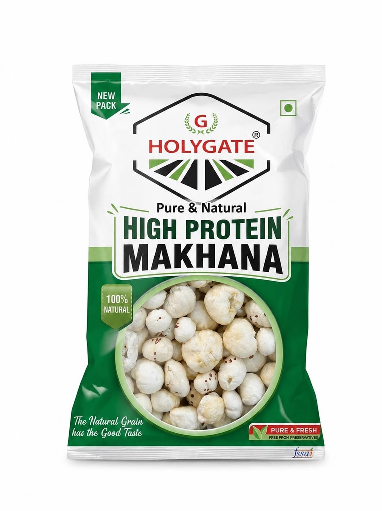 Holygate Makhana 300g (Pack of 3 x 100g) | Premium Fox Nuts | Phool Makhana | Lotus Seeds | Crunchy & Natural Snack | For Roasting, Snacking & Fasting