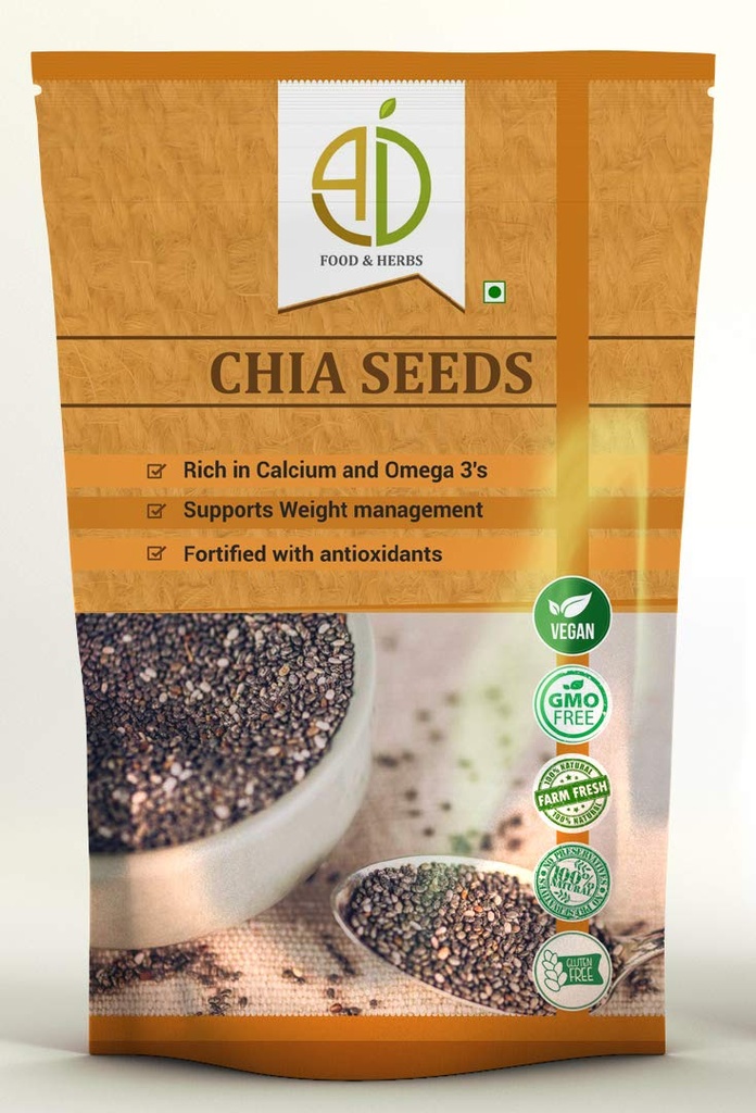 A D Food & Herbs Chia Seeds Raw Healthy Snack for weight loss super food (50 gms)