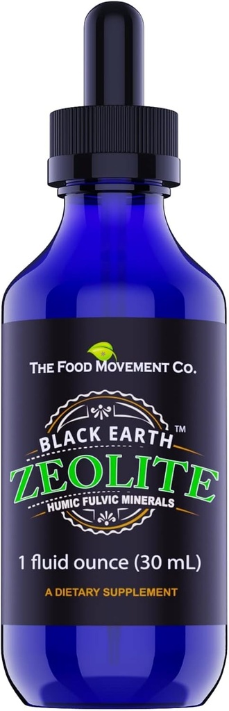 Black Earth Zeoliet met Humic Fulvic Acids Trace Minerals for Adults and Kids for Detox, Gut Health and Immune Support - 1oz Liquid Drops Supplement