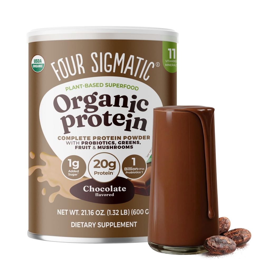 Four Sigmatic Organic Plant Based Protein Powder Creamy Cacao Protein met Lion
