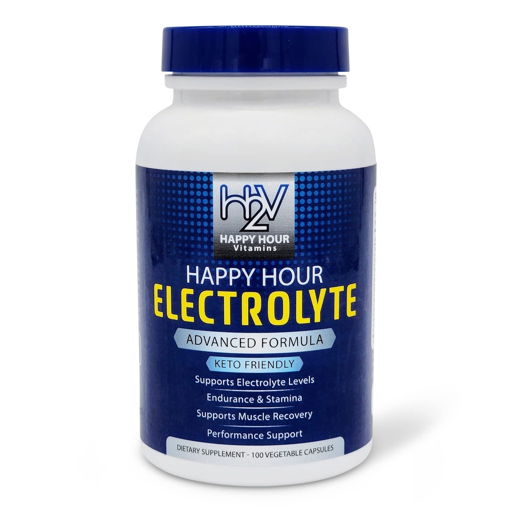 Elektrolyte pil- 100 pillen- Uitdroging, spierkrampen, prestaties, Keto en snelle herstel. Vegetarische capsules w/magnesium, kalium, natrium- en calciumhydratatiesupplement