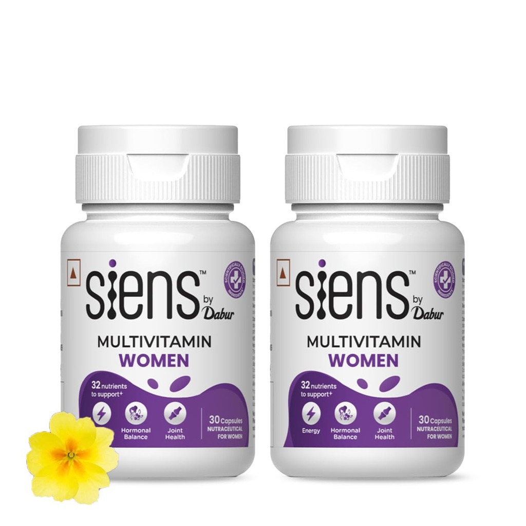 Siens By Dabur Multivitamin for Women-30 capsules | 32 nutrients to support Overall Health, Energy, Hormonal balance & Joint Health, 1 count (Pack of 2)