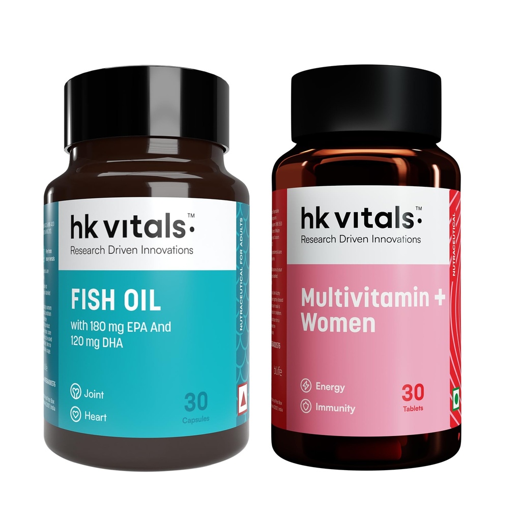 hk vitals Multivitamin Plus Women, 30 Tablets + Fish Oil, 30 Capsules