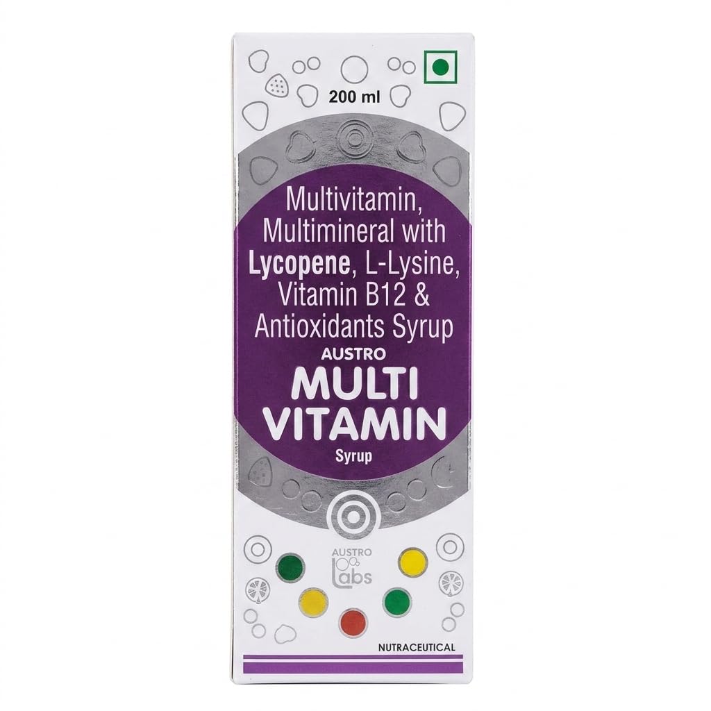 Aus-tro Multivitamin Syrup with Multimineral, Vitamin B12 & Antioxidants | 200ml Pack of 2