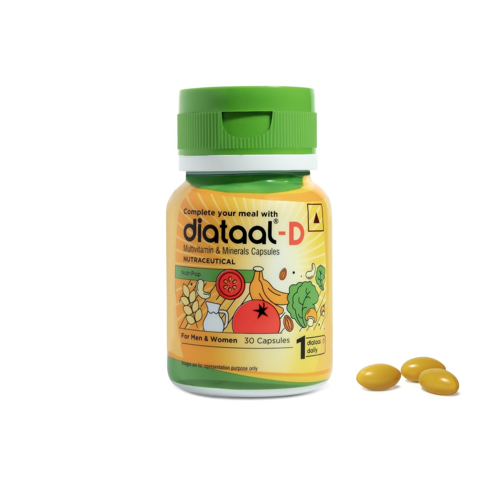 Diataal-D Vitamin D3 400IU | Multivitamin for Men & Women with Vitamin D3, ALA, B6, B12, B3, B9, Magnesium, Zinc and Copper | Energy, Immunity, Performance & Heart Health | 30 Capsules