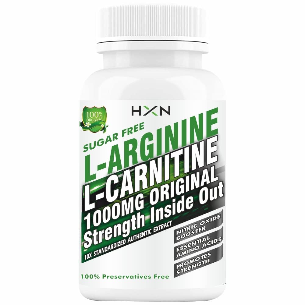 HXN L arginine 1000mg as Nitric Oxide Supplement Enriching L carnitine and L Citrulline To Support Pre Workout, Amino Energy, Muscle Growth, And Recovery -60 (Sugar Free, Gluten free)