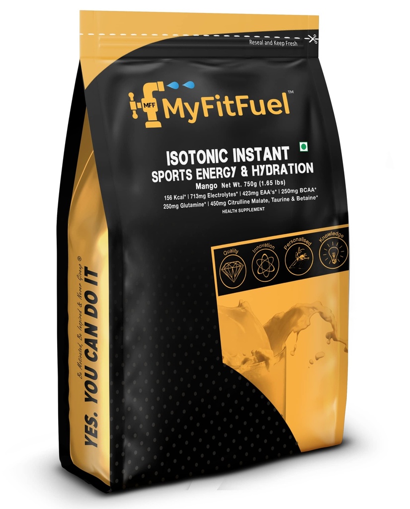 Isotonic Instant Sports Energy Drink & Hydration. Electrolytes +BCAA, EAA, Glutamine, Taurine, Citrulline, Taurine, Betaine, Vitamin C, B. For Better Sports Performance Energy & Recovery (750g Mango)