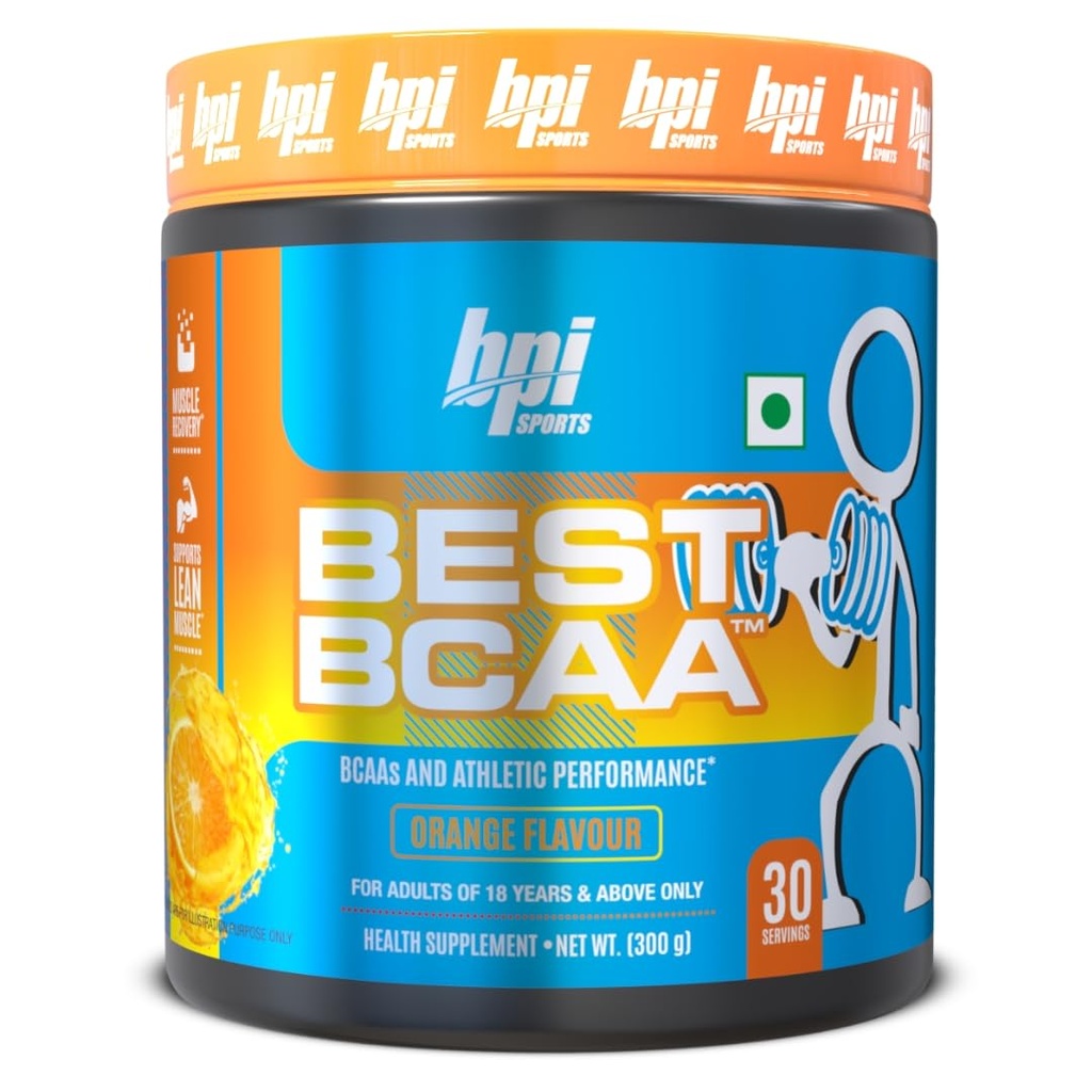 BPI Sports Best BCAA - BCAA Powder - Branched Chain Amino Acids - Muscle Recovery - Muscle Protein Synthesis - Lean Muscle - Improved Performance - Hydration - Orange - 30 Servings - 300 gram.