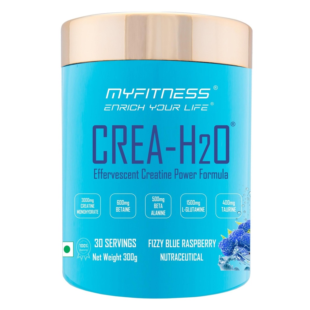Myfitness Creatine Monohydrate Powder | 300g | Effervescent Pre Workout Power Formula | Creatine Powder With Betaine | Beta Alanine | L-Glutamine | Taurine | Electrolyte Blend (Fizzy Blue Raspberry)