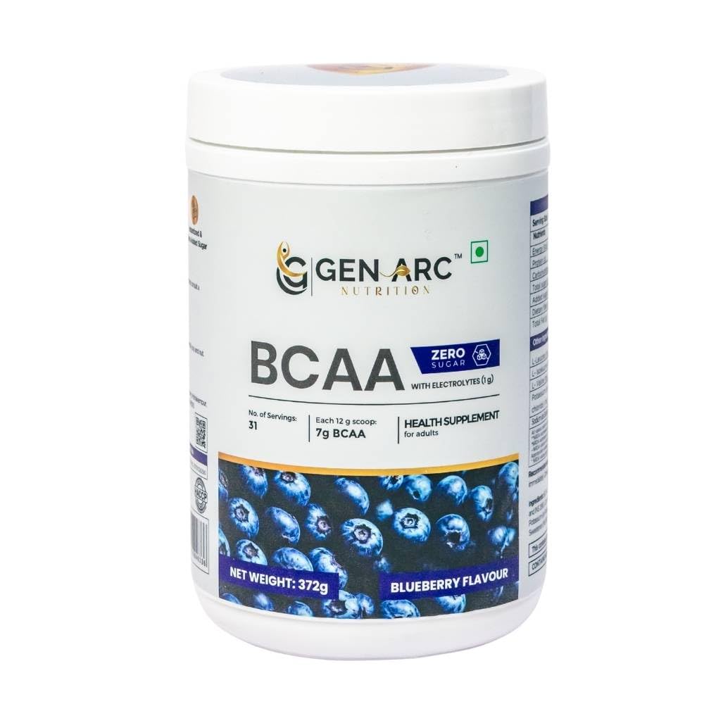 BCAA with Electrolytes BlueBerry Flavour | 2:1:1 BCAA Formula | Supports Muscle Recovery, Hydration & Workout Performance | Zero Sugar | 372g