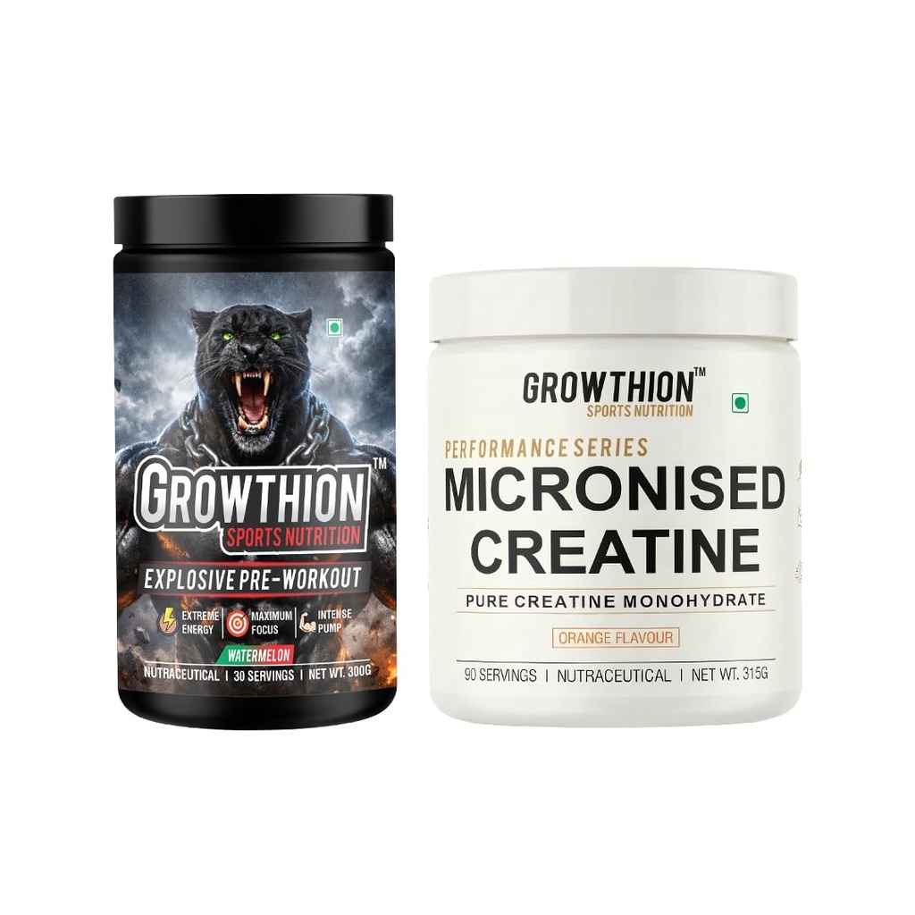 growthion creatine and pre workout combo (orange + watermelon)