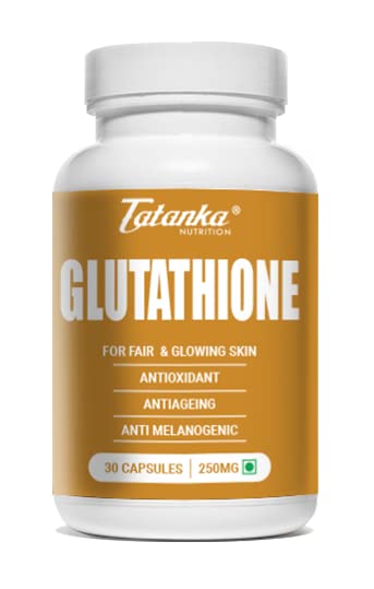 Pure L-Glutathione 250mg: Clean & Effective 30 Vegetarian Capsules for Fairer, Glowing, Radiant Skin – No Extra Ingredients