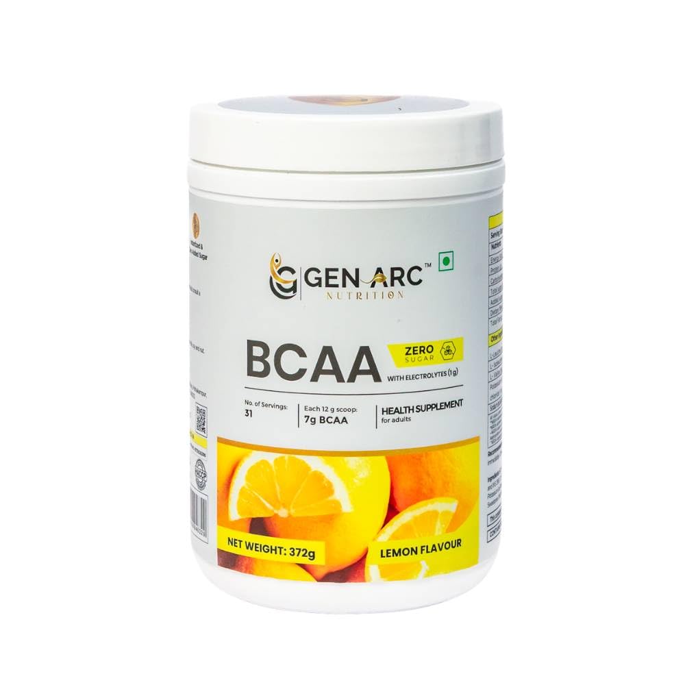 BCAA with Electrolytes Lemon Flavour | 2:1:1 BCAA Formula | Supports Muscle Recovery, Hydration & Workout Performance | Zero Sugar | 372g