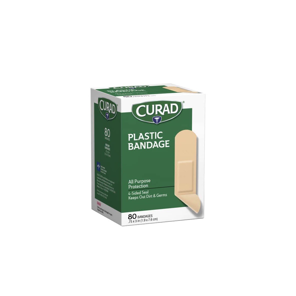 Curad Plastic Bandages .75 X 3 Inches 80 Elke