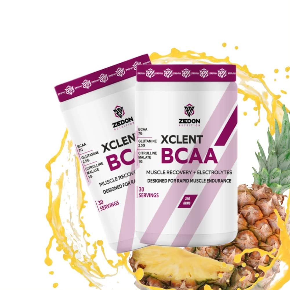 XCLENT BCAA Powder, Fast Muscle Recovery & Hydration, With Electrolytes (Pineapple Flavor 390g)