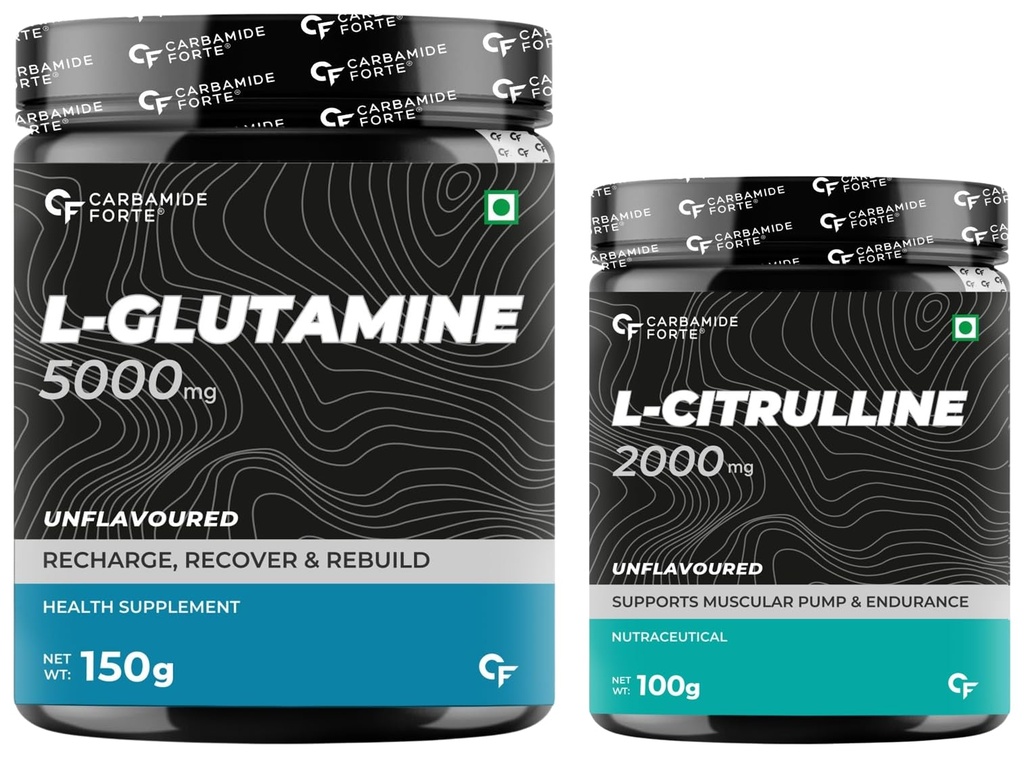 Carbamide Forte L Glutamine Powder 5000mg - Unflavoured - 30 SERVINGS - 150g & L Citrulline Powder 2000mg - Unflavoured - 50 SERVINGS - 100g