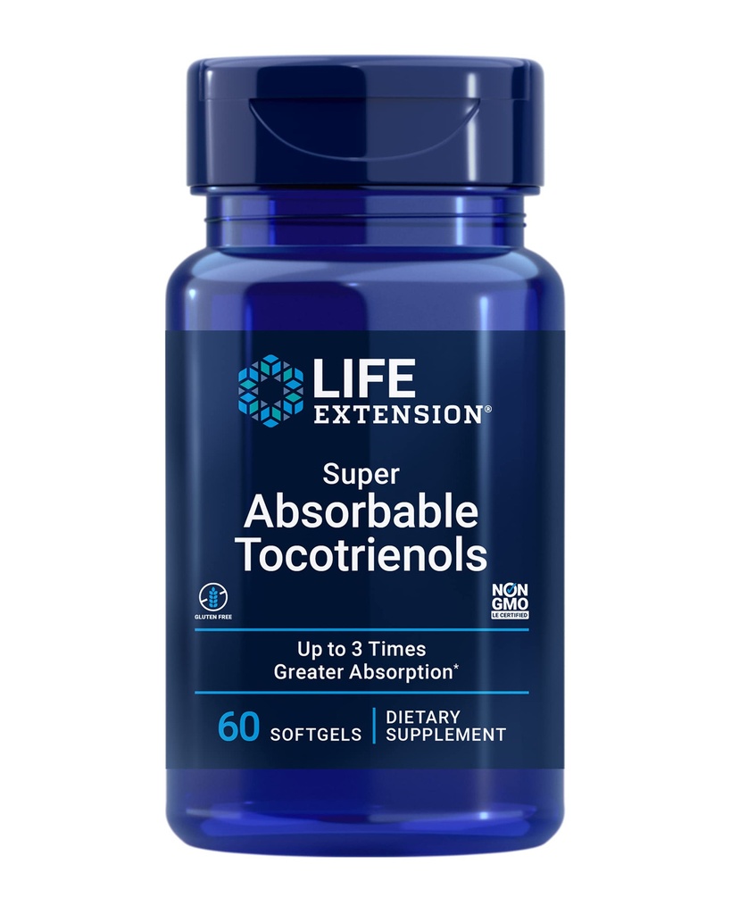 Life Extension Super Absorbable Tocotrienols 60 Count for Healthy Hair and Brain
