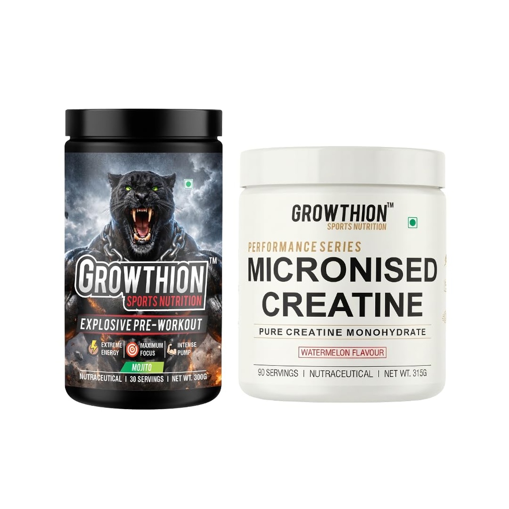 growthion creatine and pre workout combo (watermelon + mojito)