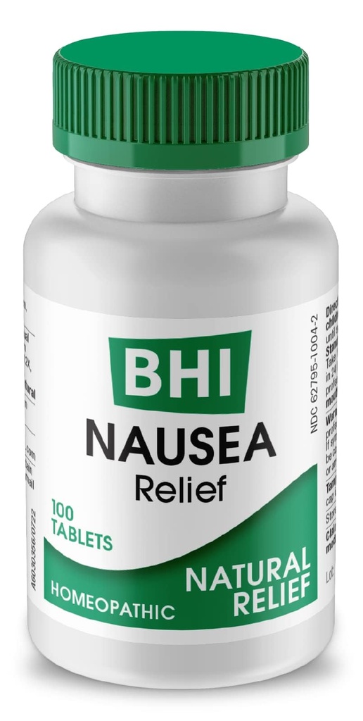BHI Misselijkheid Natuurlijke Verlichting 7 Multi-Symptoom Homeopathische Actieve Ingrediënten Helpen verlichten Misselijkheid, braken, opgeblazen gevoel & Indigestie Niet-Drowsy Remedy Soothes Ongemak voor vrouwen & mannen - 100 tabletten