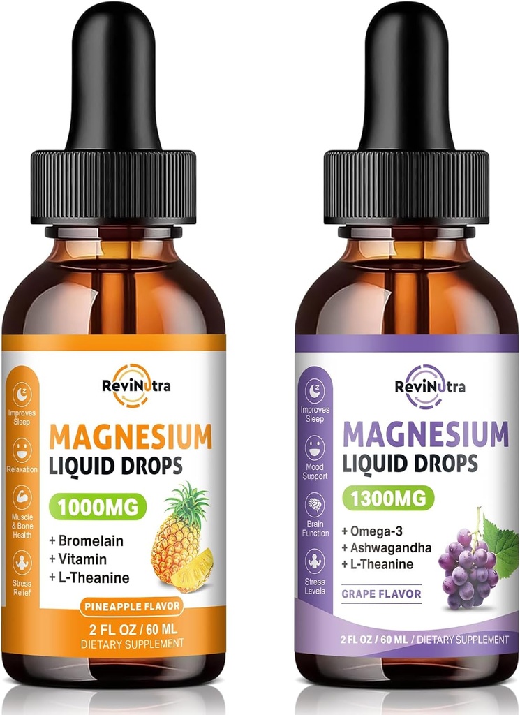 2 Pack Magnesium Complex Liquid Drops Ananas & Grape Flavor