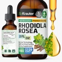 BIO KRAUTER Rhodiola Rosea Supplement Liquid - Pure Rhodiola Rosea Tinctuur - Vegan kalmte ondersteuning - Alcohol en suikervrij Extract 2 Fl.Oz.