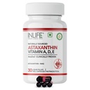 INLIFE Astaxanthin 4mg AstaZine, Vit A D3 E, Eye & Skin Health, 30 Capsules