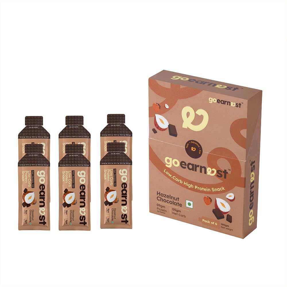 Goearnest Hazelnut Chocolate Low Carb, High Protein Snack | 9g Protein, 5g Net Carbs | No Added Sugar, High Fibre, Gluten Free | 30g
