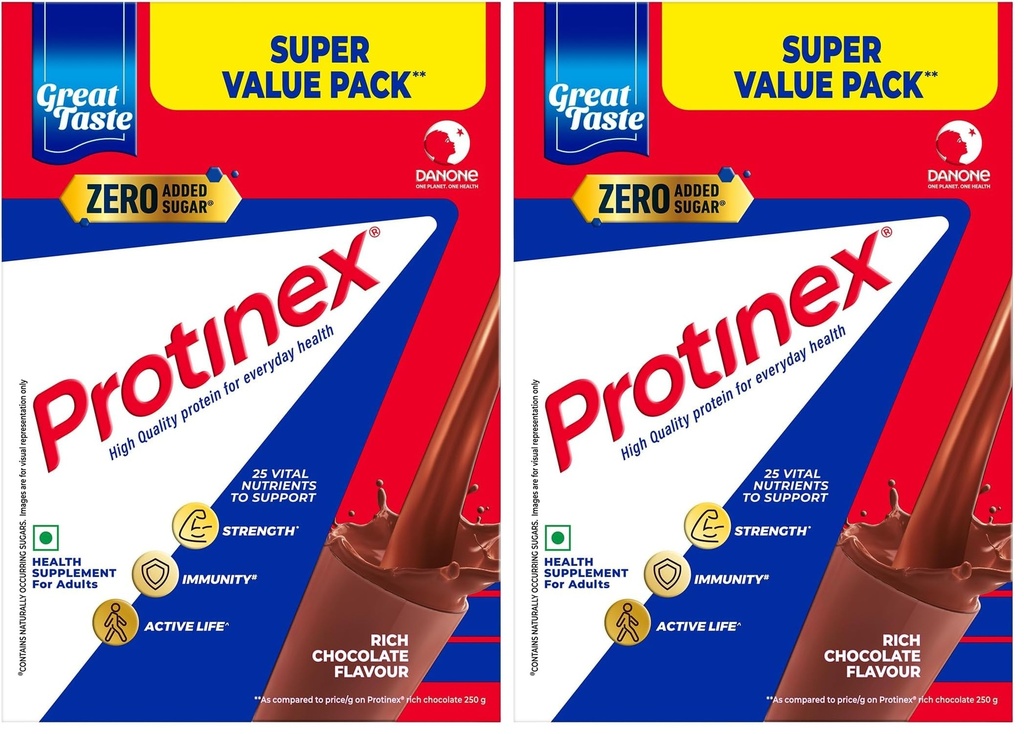 Protinex Health Supplement And Nutritional Protein Mix Powder For Adults - (Rich Chocolate Flavor, 1 Kg, Bib) With 25 Vital Nutrients To Support Strength, Immunity & Active Life - Pack Of 2
